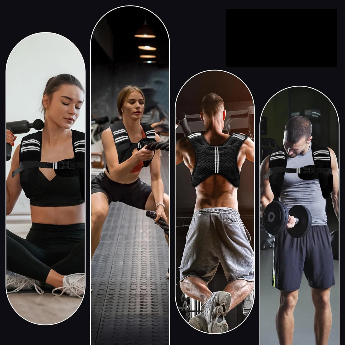 Vest with Reflective Stripe/Pocket for Workout, Strength Training, Running, Fitness, Muscle Building, Weightlifting