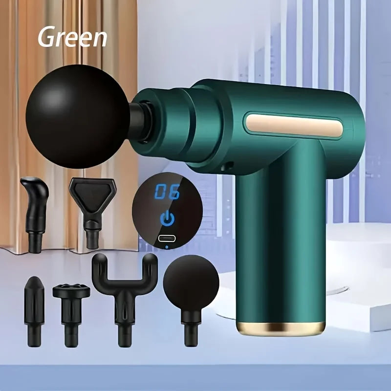 Compact Deep Tissue Massager Rechargeable 4 Interchangeable Heads