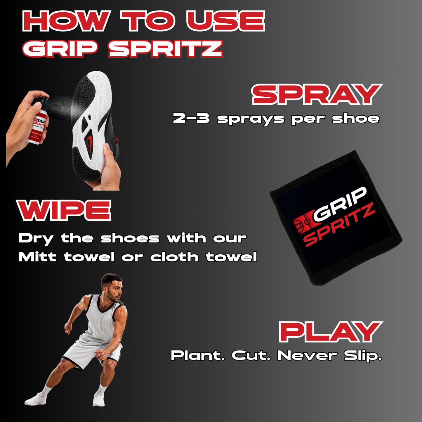 Grip Spritz Basketball Shoe Grip Spray — Year Round Bundle | 2 Bottles + Spritz Mitt