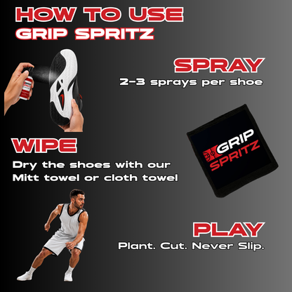 Grip Spritz Basketball Shoe Grip Spray — Year Round Bundle | 2 Bottles + Spritz Mitt