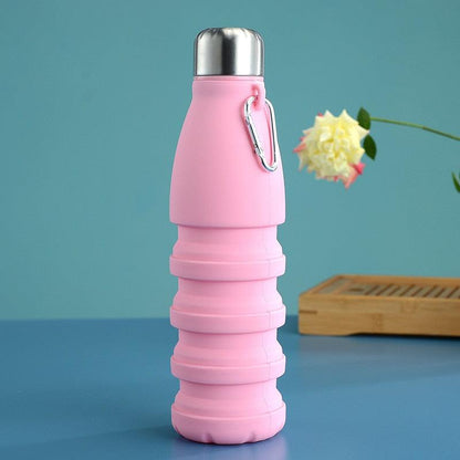 550ML Portable Silicone Bottle Retractable Folding Water Bottle Outdoor Sports Travel Drinking Cup with Large Capacity Silicone Foldable Sports Bottle Reusable Folding Travel Water Container for Gym Camping Hiking Fishing