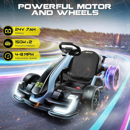 24V Kids Electric Go Kart with Adjustable Seat, 2 Speed
