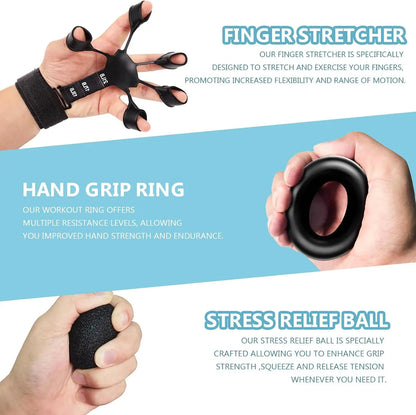 Hand Gripper,Finger, Exercisers,Stress Ball & Forearm Ring for Muscle Build