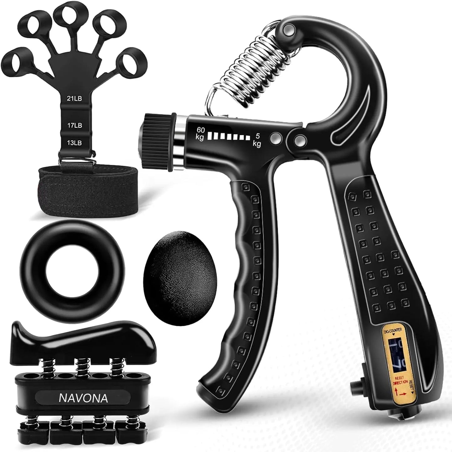Hand Gripper,Finger, Exercisers,Stress Ball & Forearm Ring for Muscle Build
