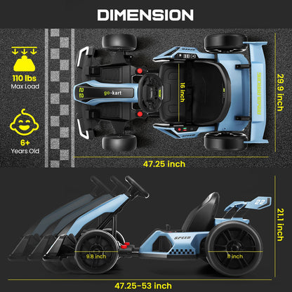 24V Kids Electric Go Kart with Adjustable Seat, 2 Speed