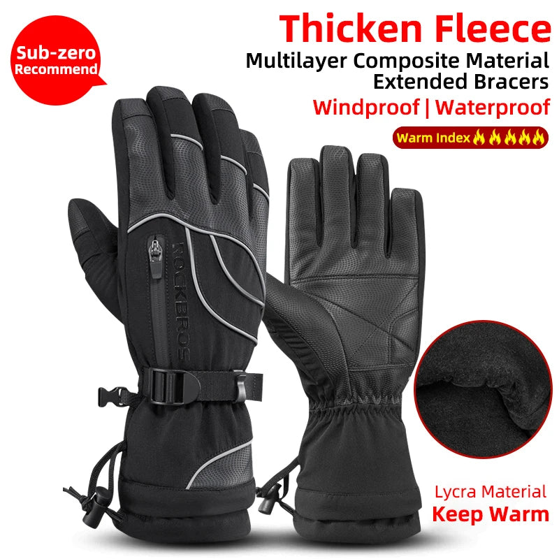 Winter Gloves Bicycle Motorcycle Full Finger Windproof  Warm Fleece