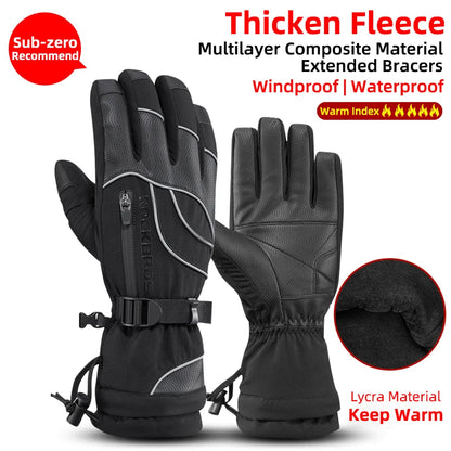 Winter Gloves Bicycle Motorcycle Full Finger Windproof  Warm Fleece