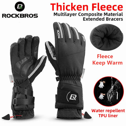 Winter Gloves Bicycle Motorcycle Full Finger Windproof  Warm Fleece
