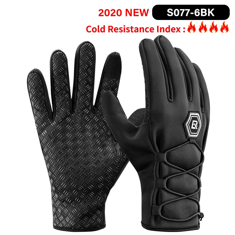 Winter Gloves Bicycle Motorcycle Full Finger Windproof  Warm Fleece