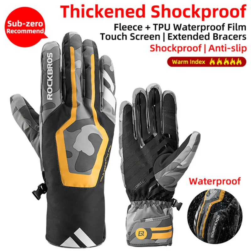 Winter Gloves Bicycle Motorcycle Full Finger Windproof  Warm Fleece