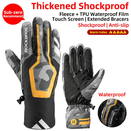 Winter Gloves Bicycle Motorcycle Full Finger Windproof  Warm Fleece