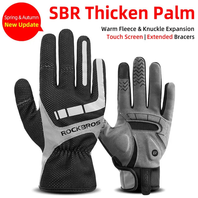 Winter Gloves Bicycle Motorcycle Full Finger Windproof  Warm Fleece