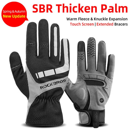 Winter Gloves Bicycle Motorcycle Full Finger Windproof  Warm Fleece