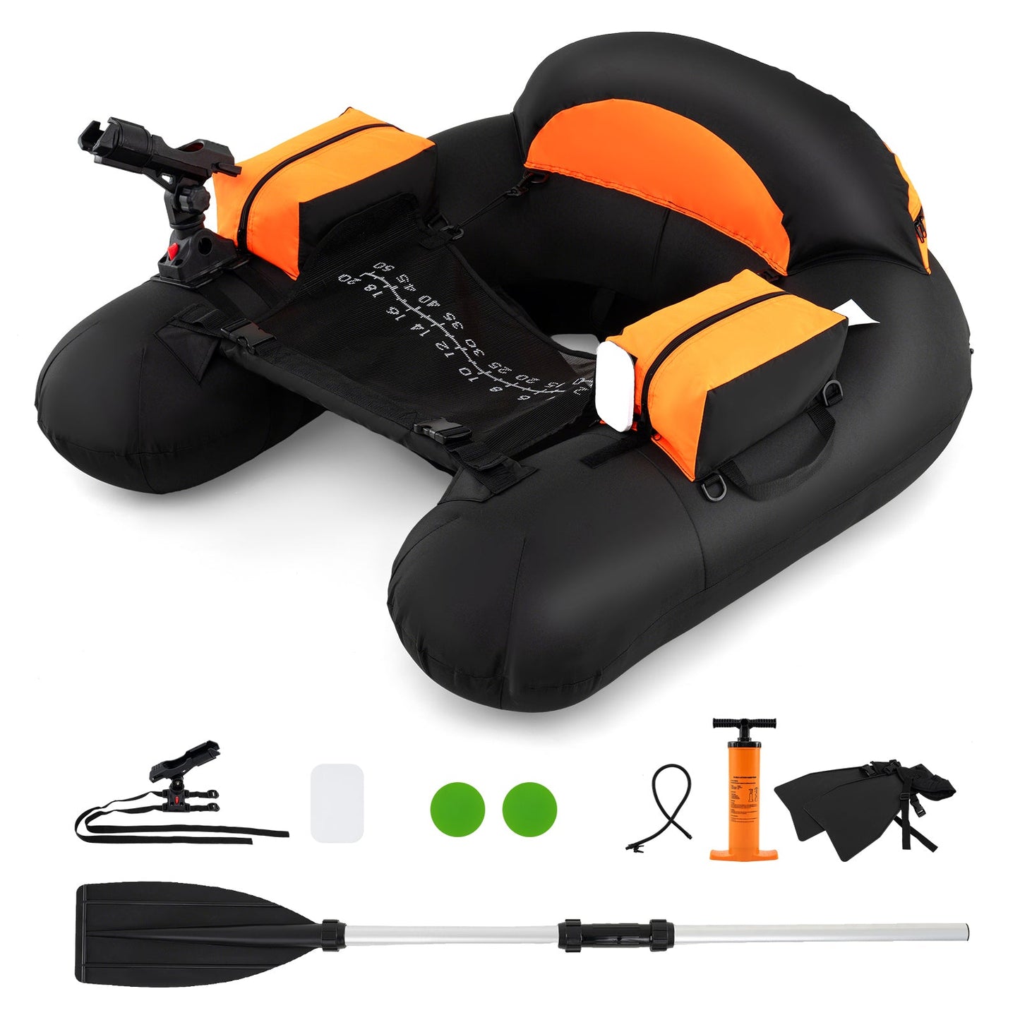 Inflatable Float Tube with Adjustable Fishing Rod Holder and Fish Hook Stator