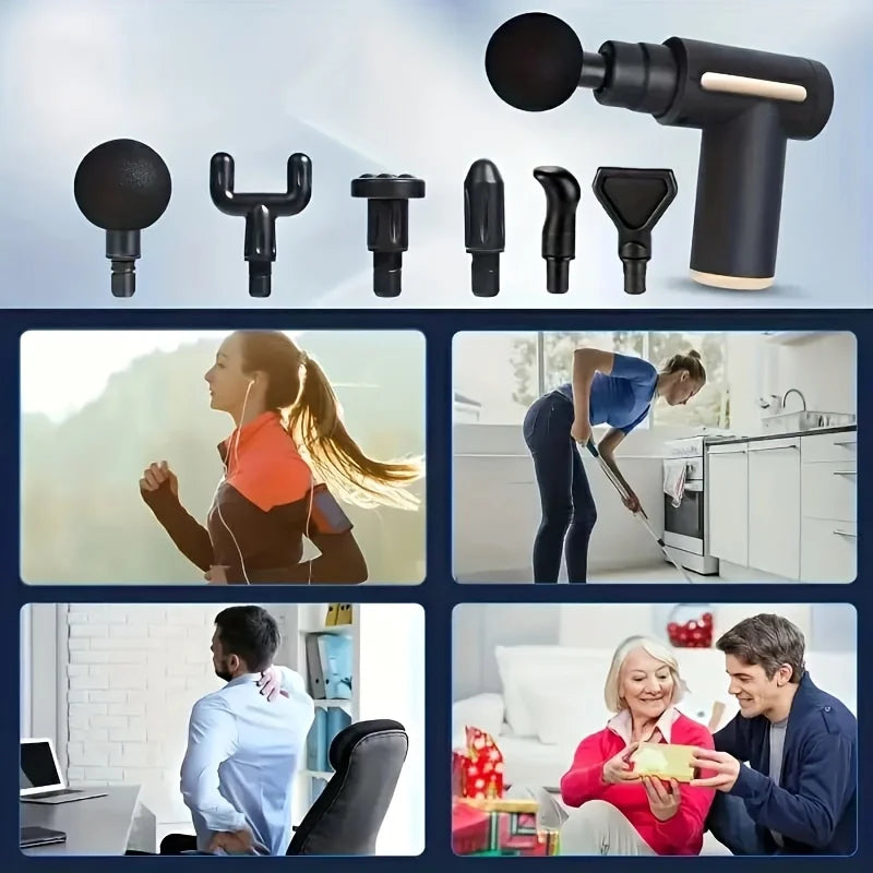 Compact Deep Tissue Massager Rechargeable 4 Interchangeable Heads