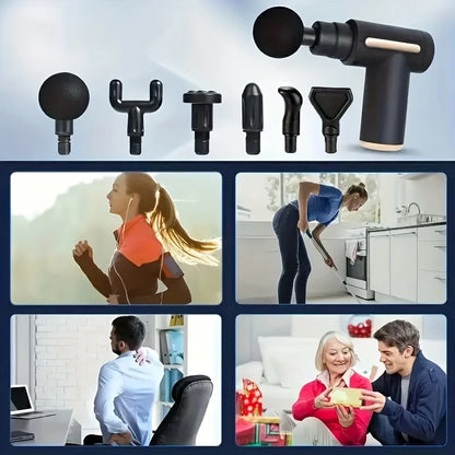 Compact Deep Tissue Massager Rechargeable 4 Interchangeable Heads