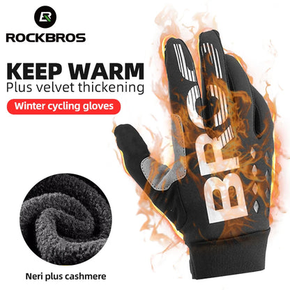 Winter Gloves Bicycle Motorcycle Full Finger Windproof  Warm Fleece