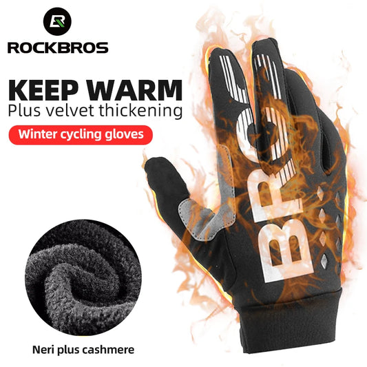 Winter Gloves Bicycle Motorcycle Full Finger Windproof  Warm Fleece