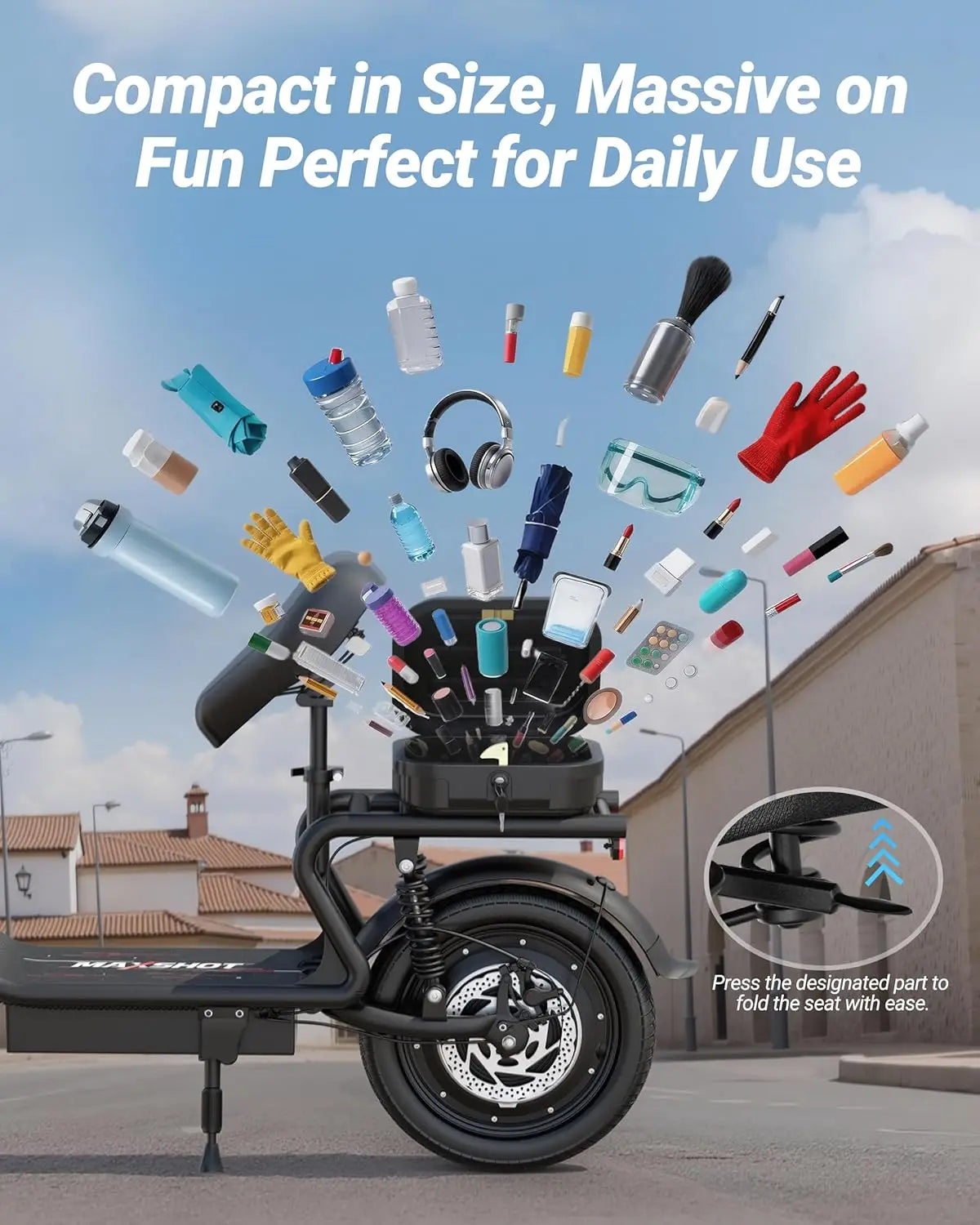 AOVORPO Electric Scooter for Adults,14" Tires, Up to 22Mph, 500W Motor, 28 Miles Max Range, Folding E-Bike with Dual Suspension