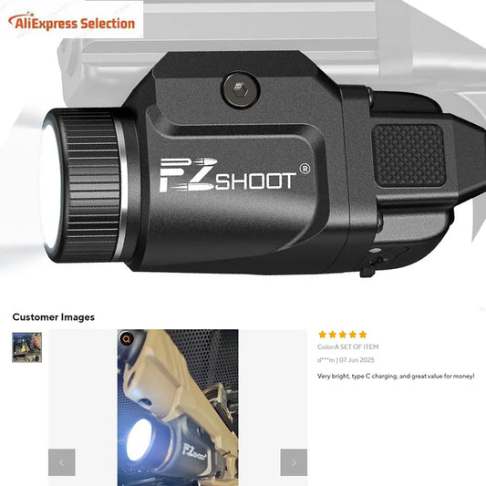 Bright Pistol Light Rechargeable Strobe Mode