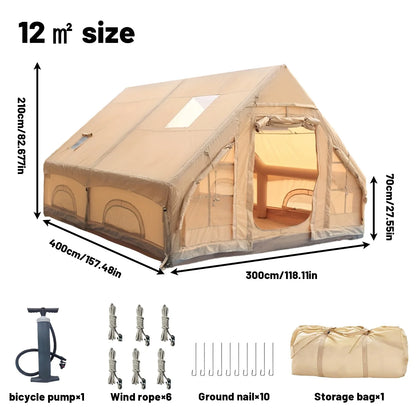 Inflatable Tent With Skylight, Quick Setup With Pump, Outdoor Family Luxury Tent