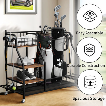 Multifunctional Rolling  Shelf Metal Sports Equipment Organizer