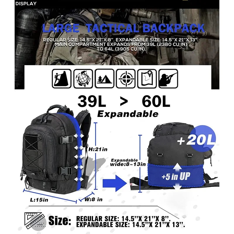 Extra Large Tactical Backpack Outdoor Water Resistant