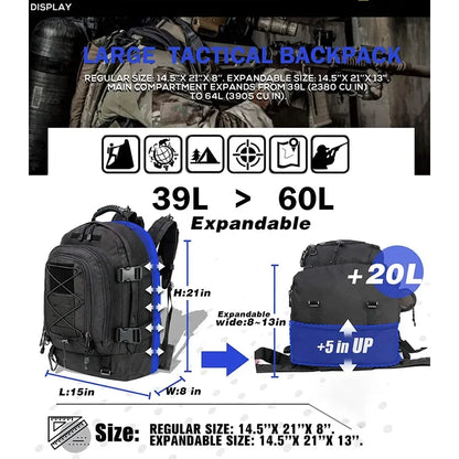 Extra Large Tactical Backpack Outdoor Water Resistant
