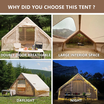 Inflatable Tent With Skylight, Quick Setup With Pump, Outdoor Family Luxury Tent