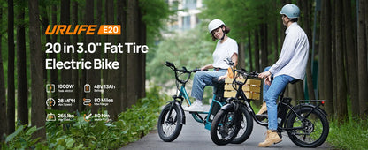 1000W Electric Bike, 28MPH, 20''X3" Fat Tire, 7-Speed Dual Disc Brake