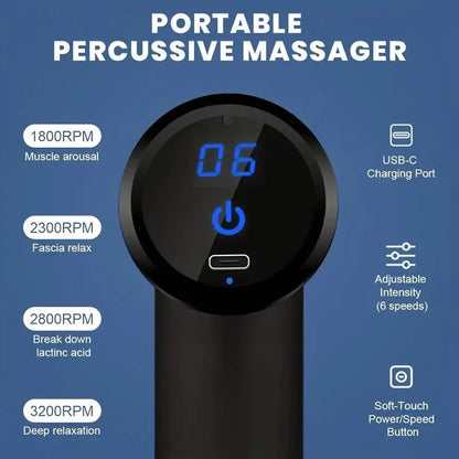 Compact Deep Tissue Massager Rechargeable 4 Interchangeable Heads