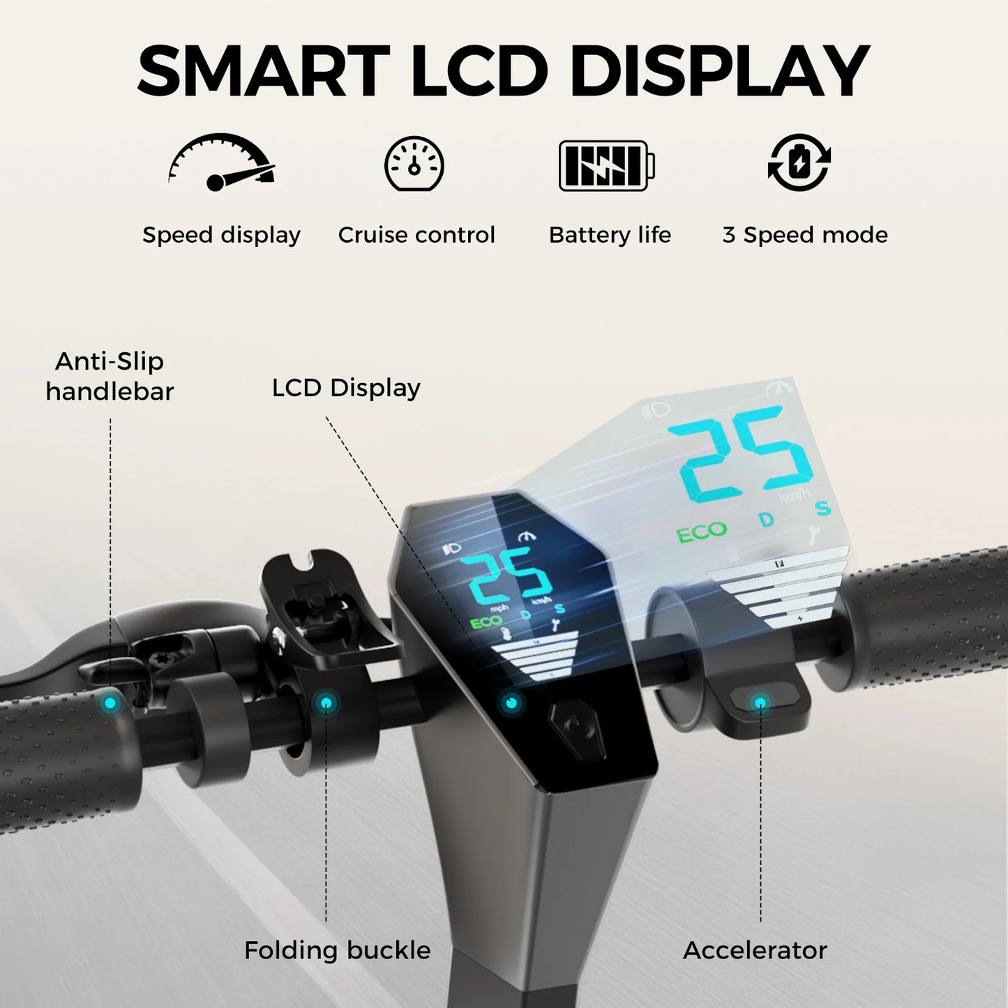 500W Electric Scooter Dual Motor 25MPH 10'' Air Tires