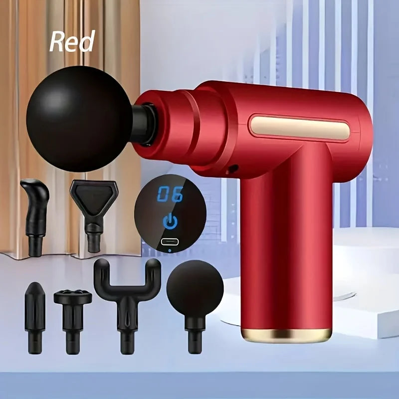 Compact Deep Tissue Massager Rechargeable 4 Interchangeable Heads