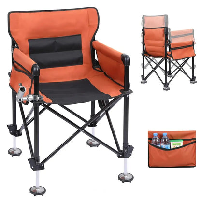 Non-Slip Folding Fishing Chair With Detachable Rod Holder
