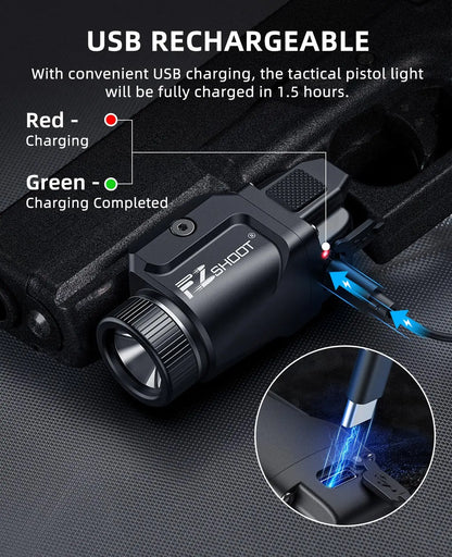 Bright Pistol Light Rechargeable Strobe Mode