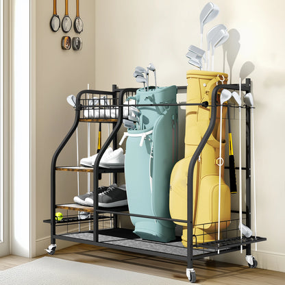 Multifunctional Rolling  Shelf Metal Sports Equipment Organizer