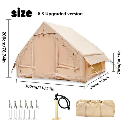 Inflatable Tent With Skylight, Quick Setup With Pump, Outdoor Family Luxury Tent