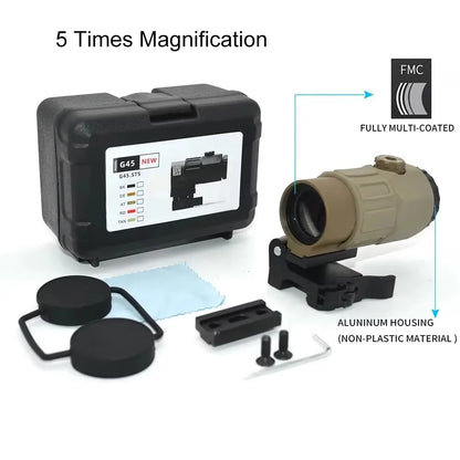 Magnifier Scope With Switch to Side Quick Detachable QD Mount For Hunting