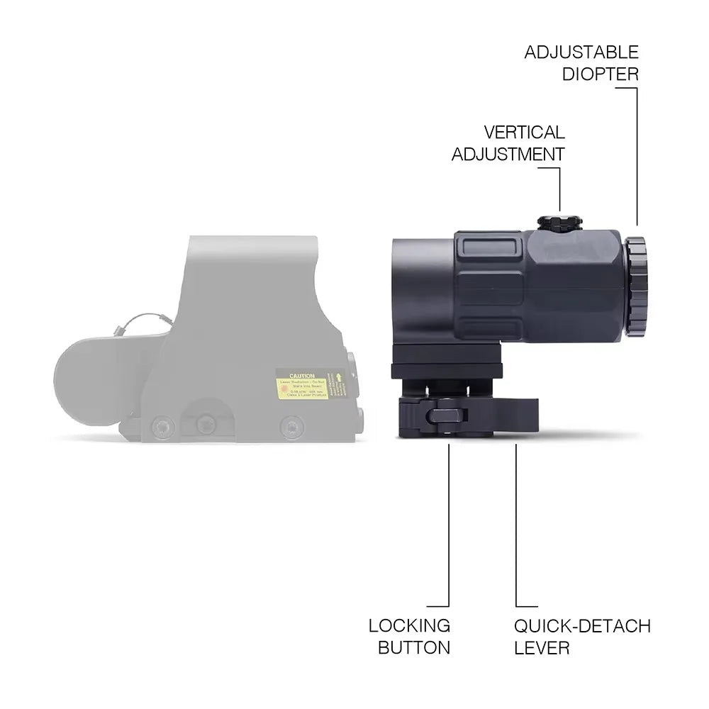 Magnifier Scope With Switch to Side Quick Detachable QD Mount For Hunting