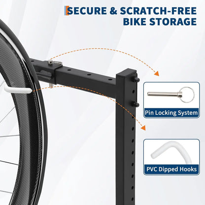 5 Bike Storage Rack Vertical Adjustable Height, Up to 300Lbs