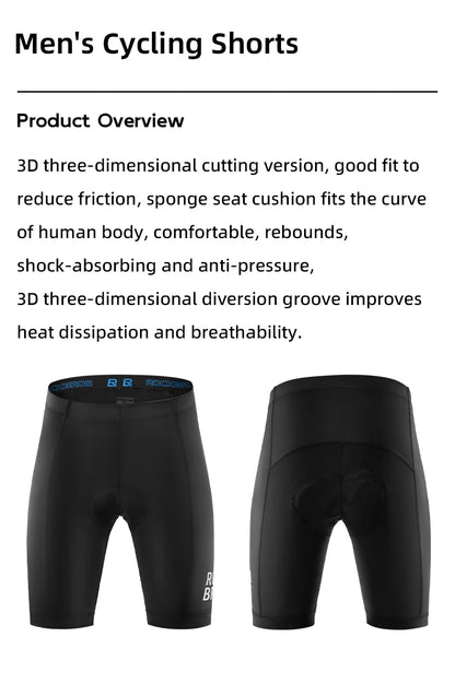 ROCKBROS Men's Cycling Shorts  Gel Pad  Riding