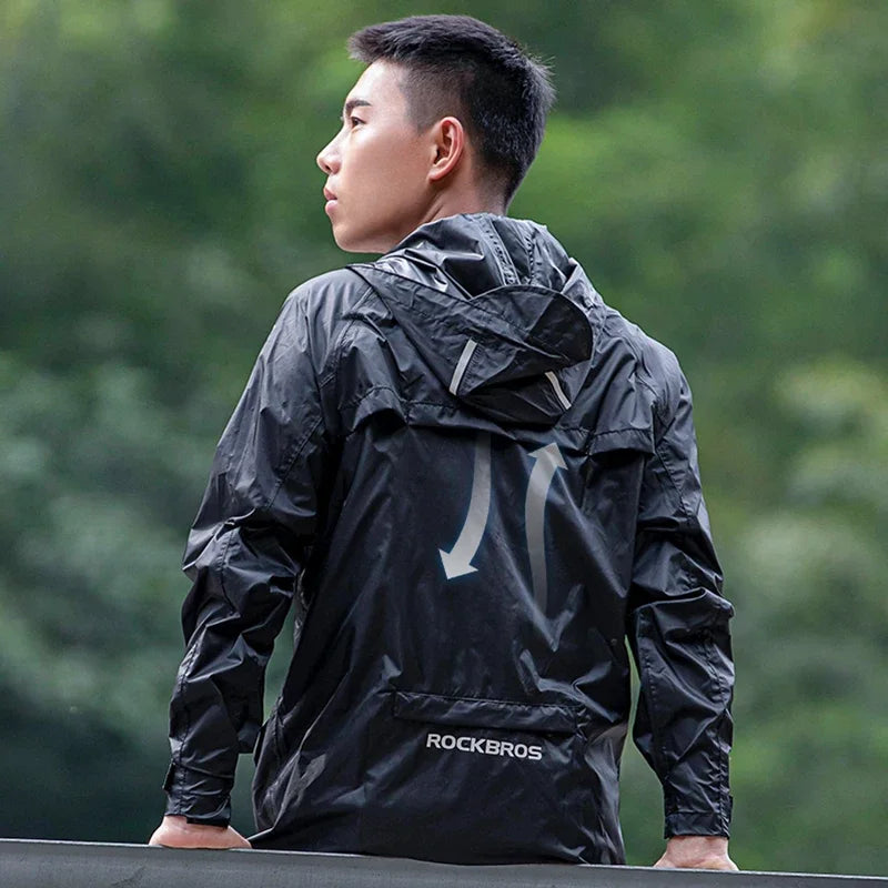 Cycling Raincoat Breathable Reflective Hooded Windbreaker