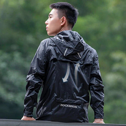 Cycling Raincoat Breathable Reflective Hooded Windbreaker