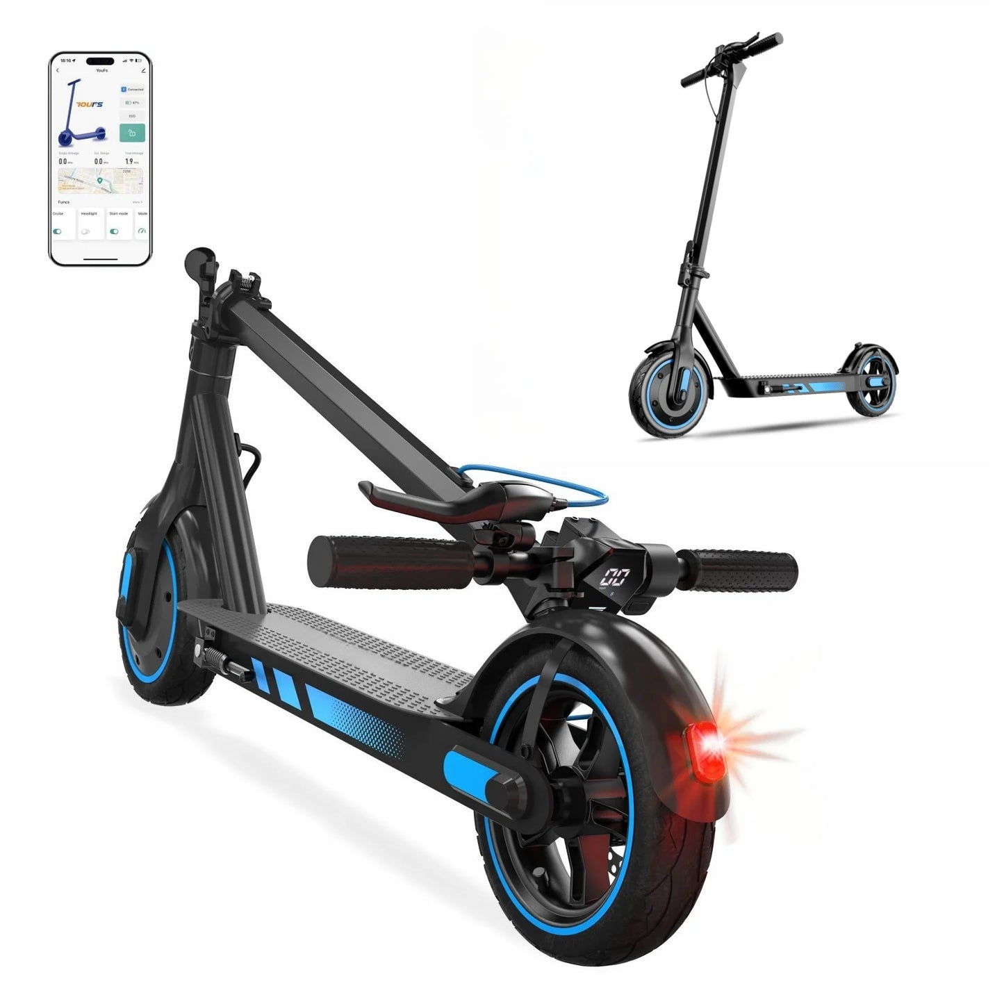 500W Electric Scooter Dual Motor 25MPH 10'' Air Tires