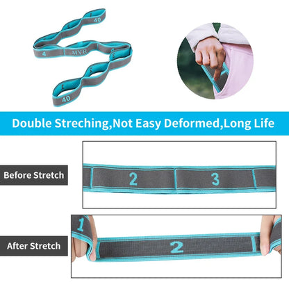 Yoga Stretching Strap with Loops for Ballet, Yoga, Dance, Pilates, Gymnastics