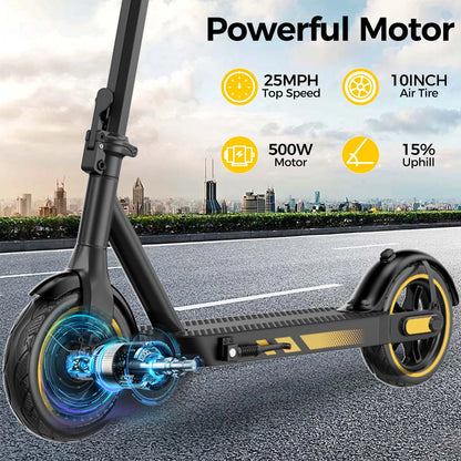 500W Electric Scooter Dual Motor 25MPH 10'' Air Tires