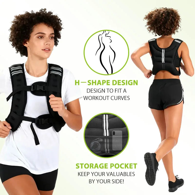 Vest with Reflective Stripe/Pocket for Workout, Strength Training, Running, Fitness, Muscle Building, Weightlifting