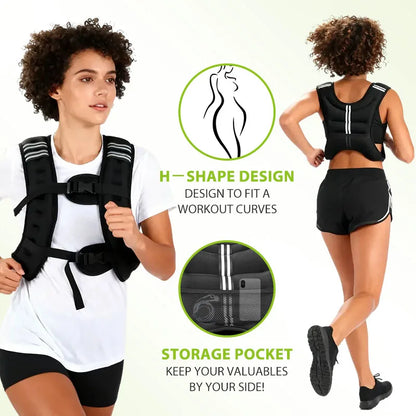 Vest with Reflective Stripe/Pocket for Workout, Strength Training, Running, Fitness, Muscle Building, Weightlifting