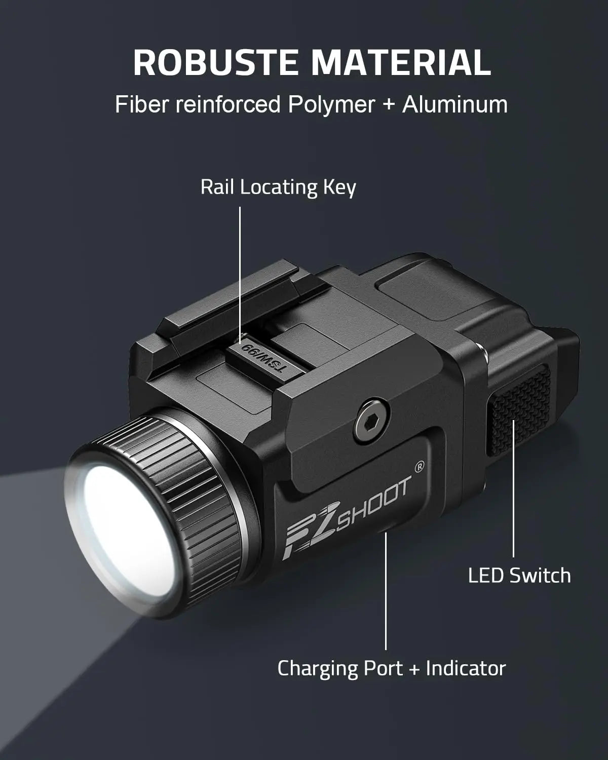 Bright Pistol Light Rechargeable Strobe Mode