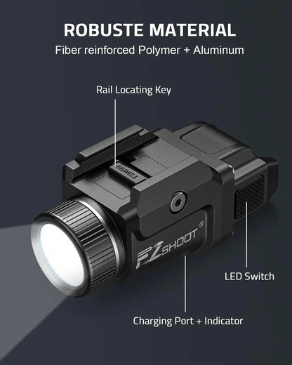 Bright Pistol Light Rechargeable Strobe Mode